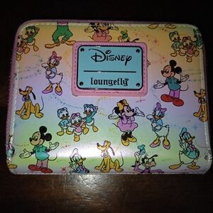 NWOT Loungefly Disney 100 Mickey & Friends Classic  Iridescent Zip around wallet